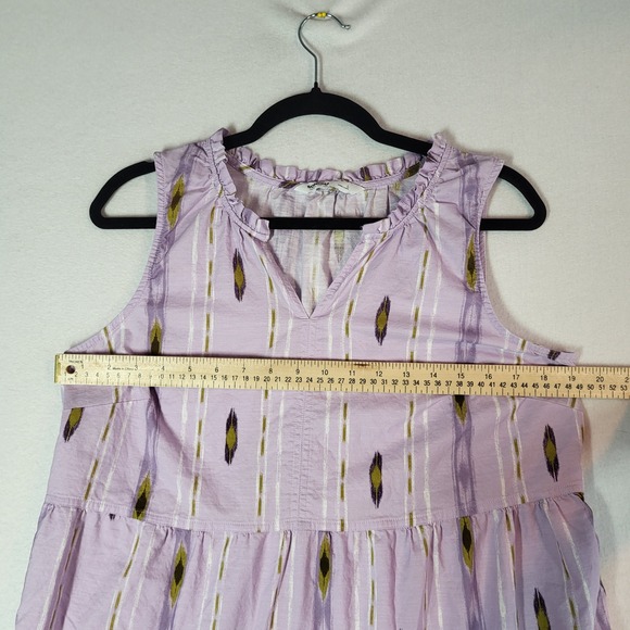 Sonoma Lavender Ikat Tiered Maxi Dress Womens L Cotton Boho Flowy A-Line Summer - Picture 6 of 10